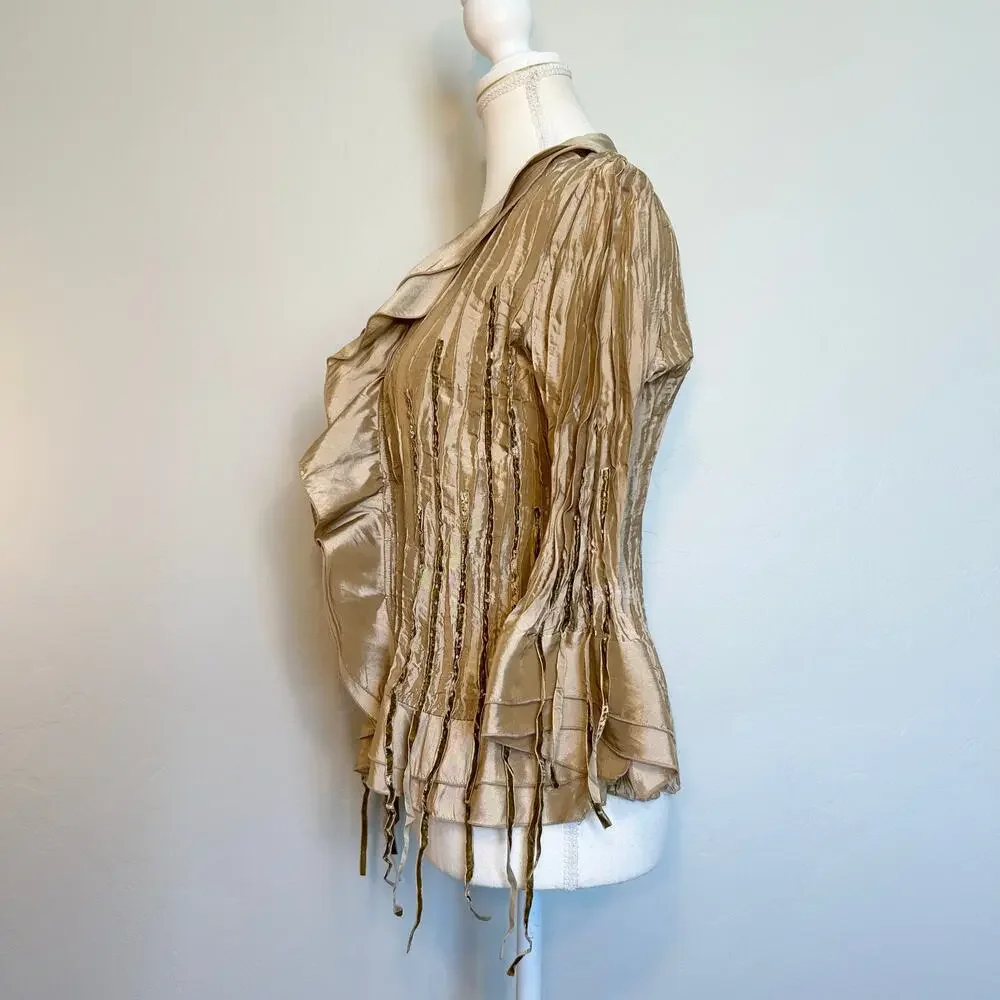 Vintage Pleated Ruffle Top - Picture 4 of 8